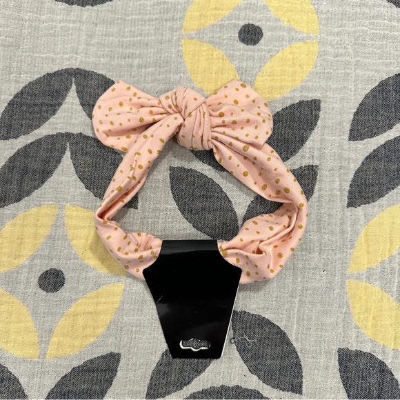 NWOT. Too Cute 3 mo sleeper and headband, pink with gold polka dots, baby girl - Picture 6 of 7